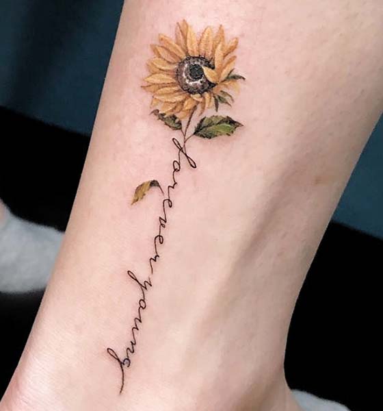 Sunflower Tattoo with Quote Ideas