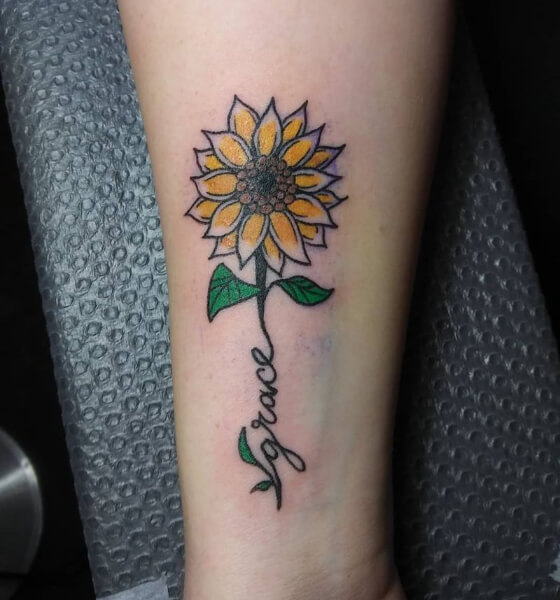 Sunflower and Name Tattoo Ideas