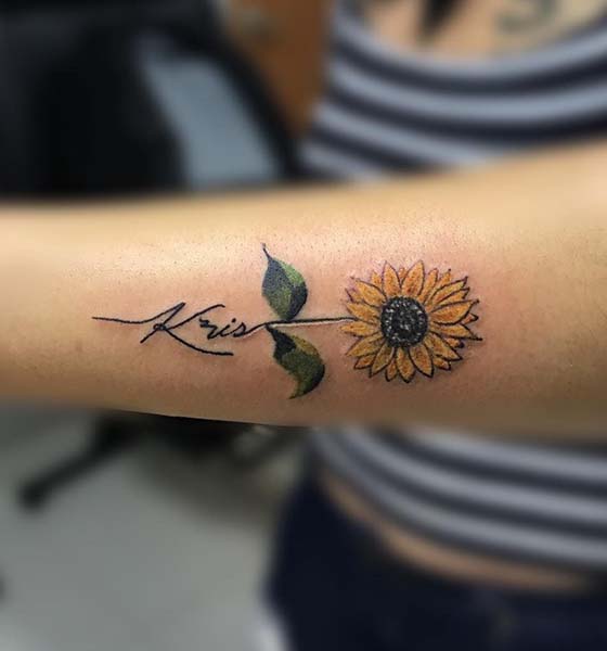 Sunflower with Name Tattoo Ideas