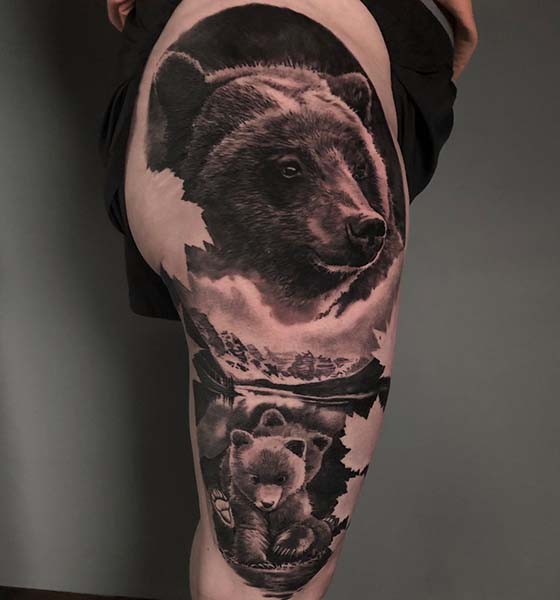 American black bear Sleeve tattoo Body art tattoo designs and meanings  white leaf paw png  PNGWing