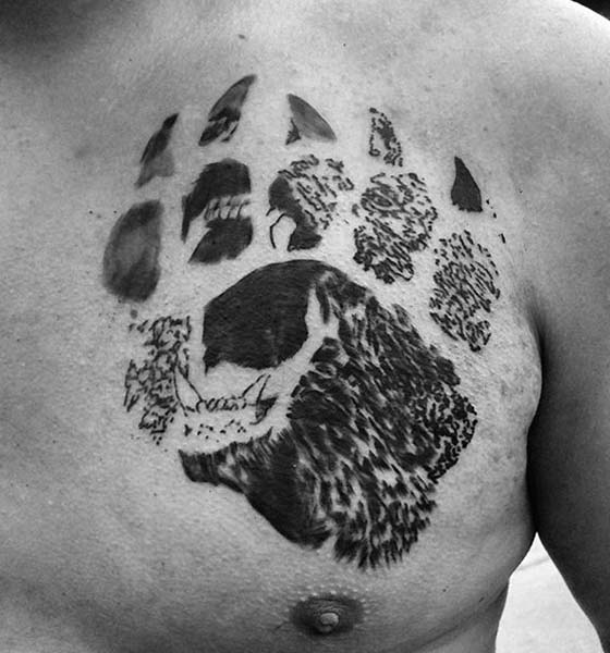 tribal bear chest tattoo