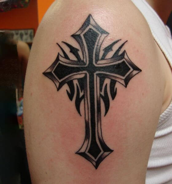 Tribal Cross Faith Tattoo Design