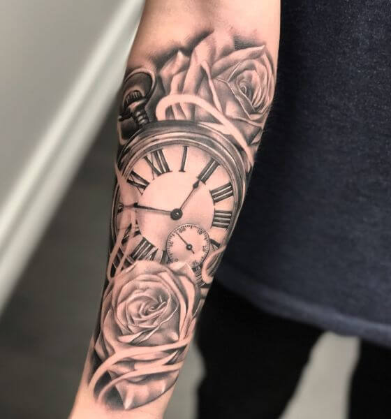 Vintage Clock Tattoo Design