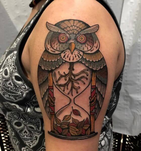 Traditional owl tattoo design