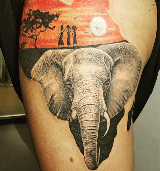 African Elephant Tattoo Design