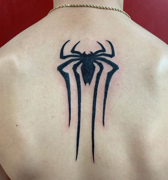 Amazing spider tattoo design on back