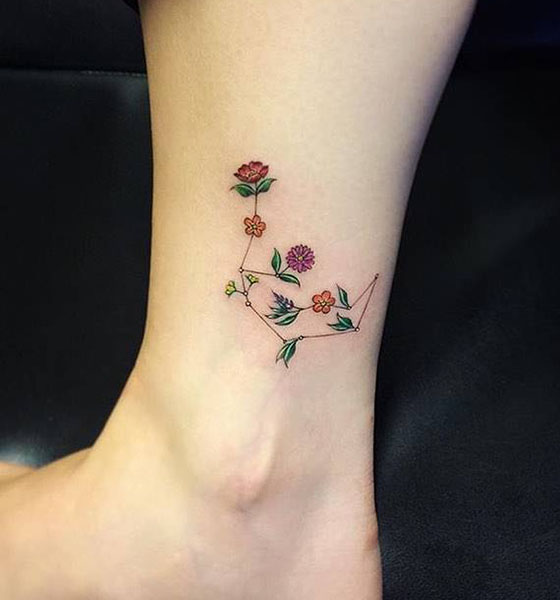 Aquarius tattoo on ankle