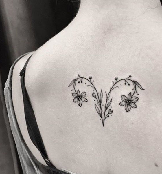 Aries Flower Tattoo on Back
