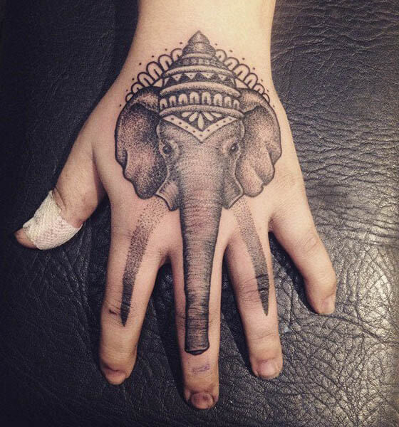 Beautiful Elephant Tattoo Design on Hand