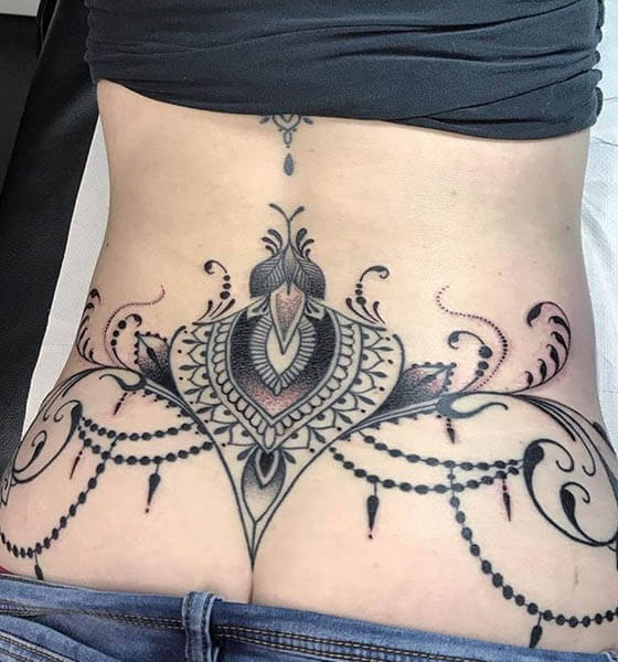 Beautiful Lower Back Tattoo Design