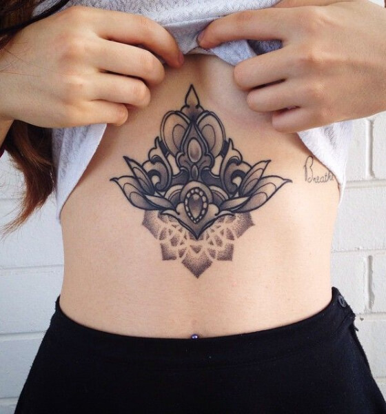 Beautiful Tattoo Design on Stomach