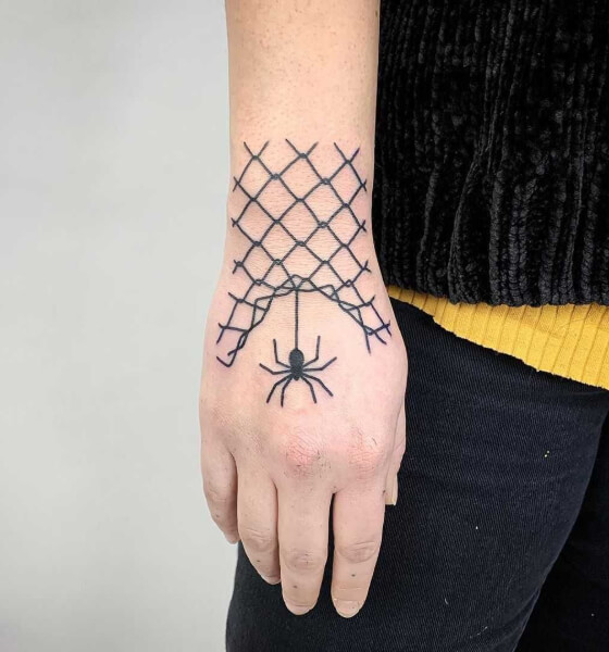 Beautiful spider tattoo design on hand