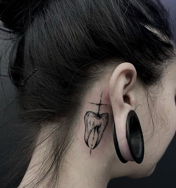 Behind the ear tattoo design
