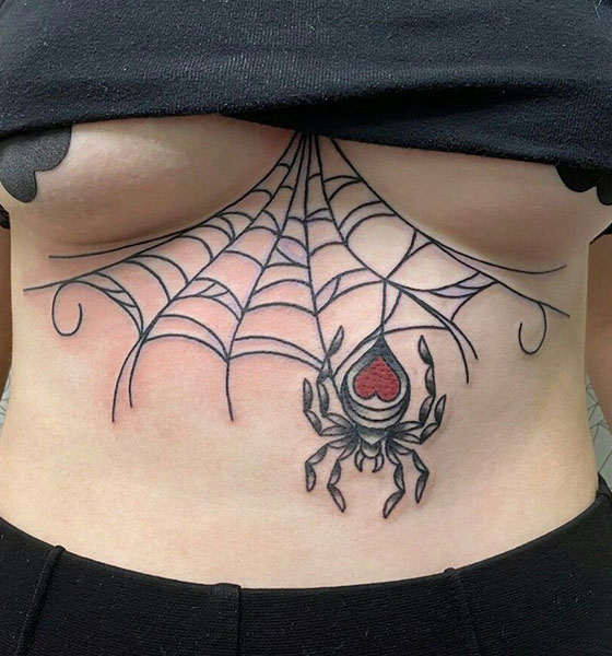 Best Spider tattoo design on stomach