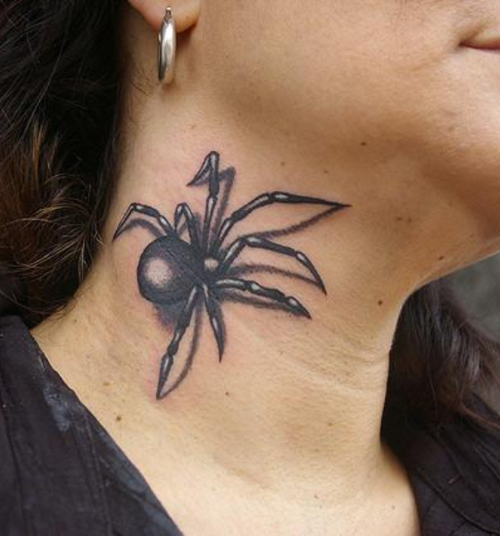 Best spider tattoo design on neck