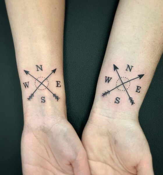 Crossed Arrows with Initials Tattoo