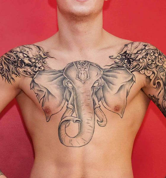 Elegant Elephant Tattoo Designs on Chest