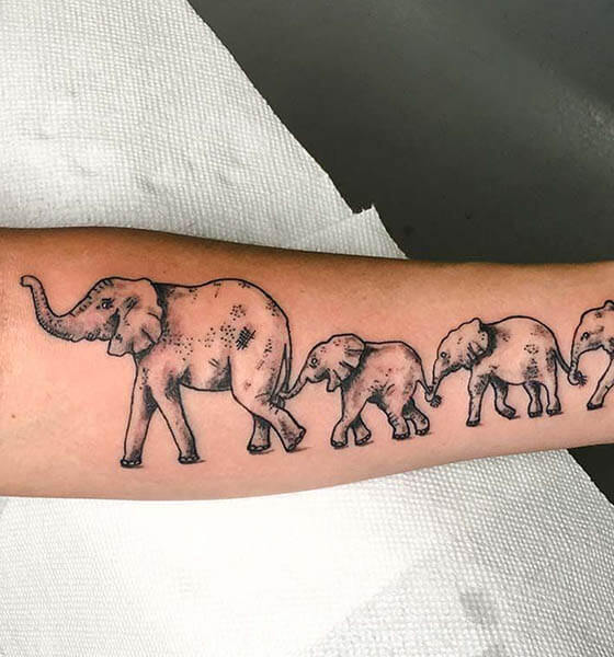 Family Elephant Tattoo Design