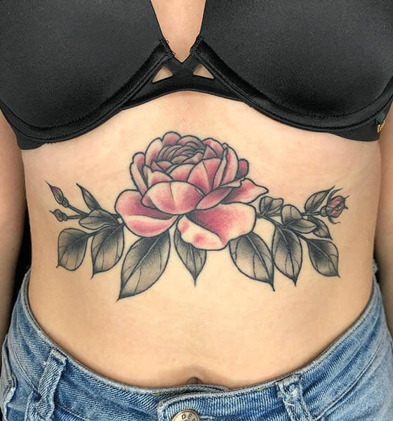 Flower Tattoo on Tummy