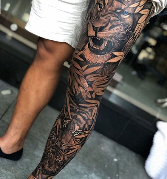Full leg tattoo design for men