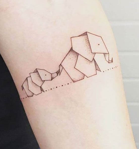 Geometric Elephant Tattoo on Hand