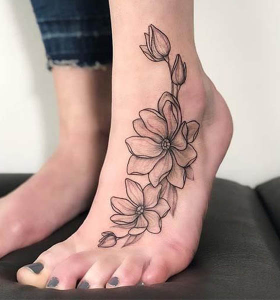 Gorgeous Flower Tattoo on Feet