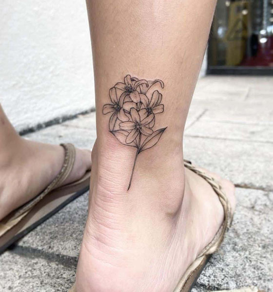 Jasmine Tattoo on Ankle