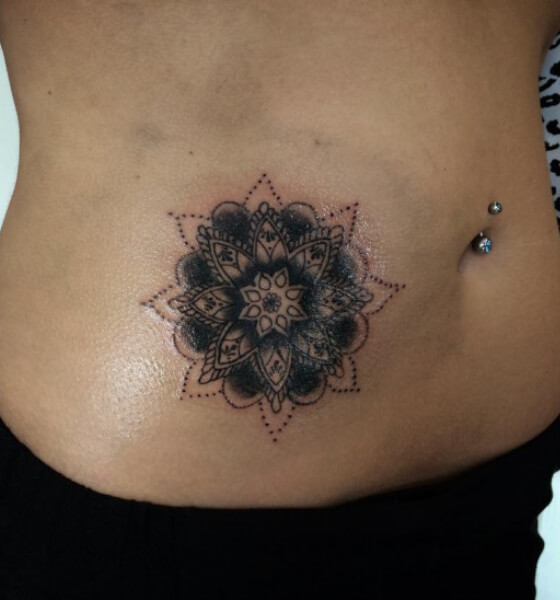 Mandala Stomach Tattoo