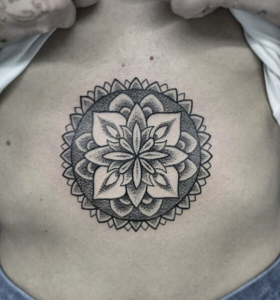 Mandala Stomach Tattoo