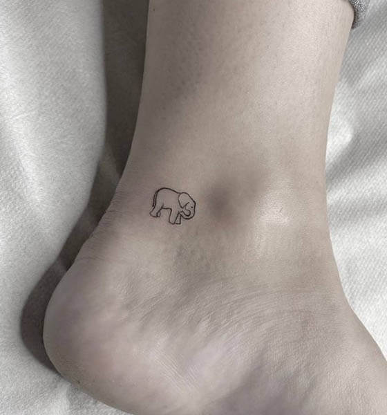 Minimalist Elephant Tattoo on Ankle