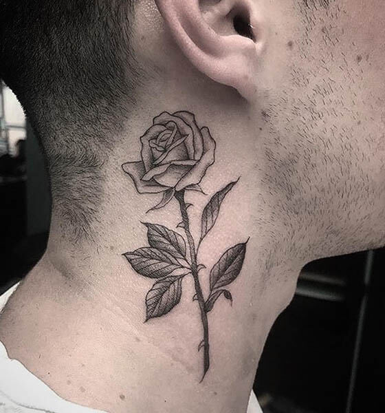 Rose Tattoo on Neck