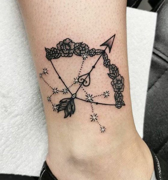 Sagittarius tattoo on ankle