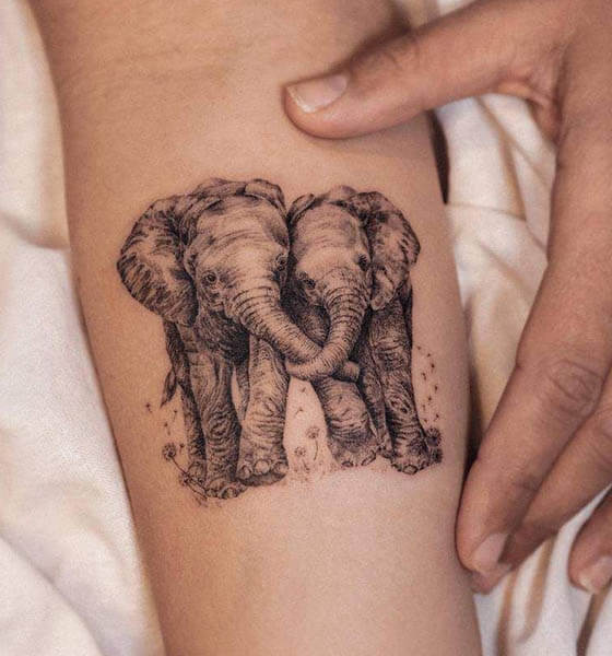 Gypsy Tattoo on Twitter The perfect gift for mom is a permanent one Mother  elephant with her two babies done by Todd Shipley  httpstcoTXEjpdldA4  Twitter