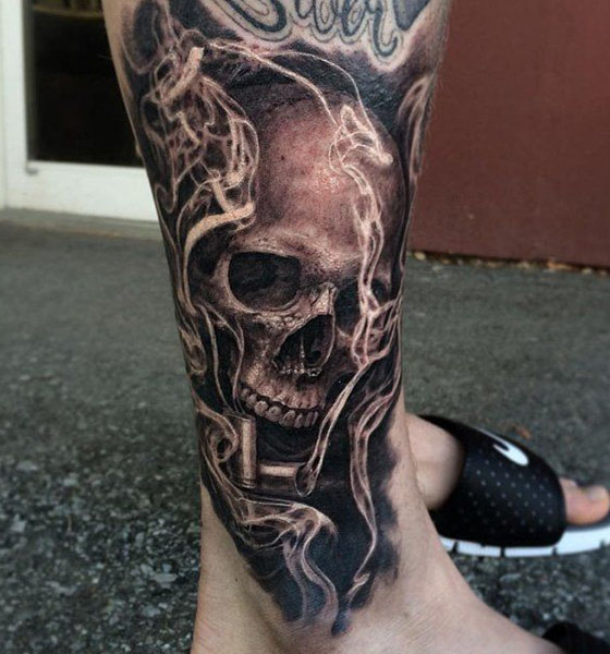 Skull leg tattoo ideas for men