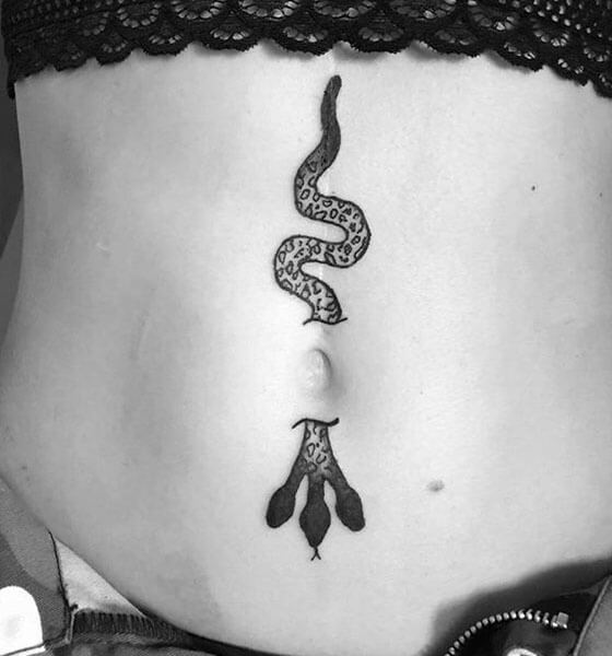 Snake Tattoo Design on Stomach