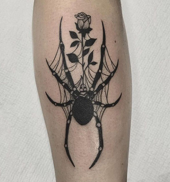 Spider Tattoo with Rose 
