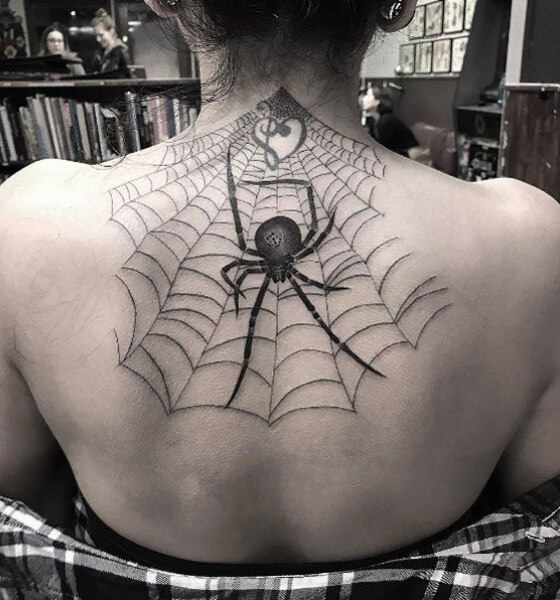 Spider tattoo design on back