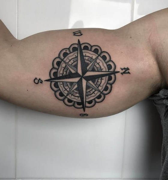 Stunning Compass Tattoo on Biceps