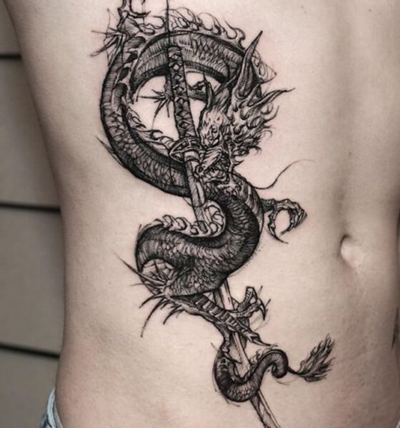 Sword Tattoo with Dragon