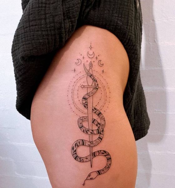 Sword Tattoo with Snake