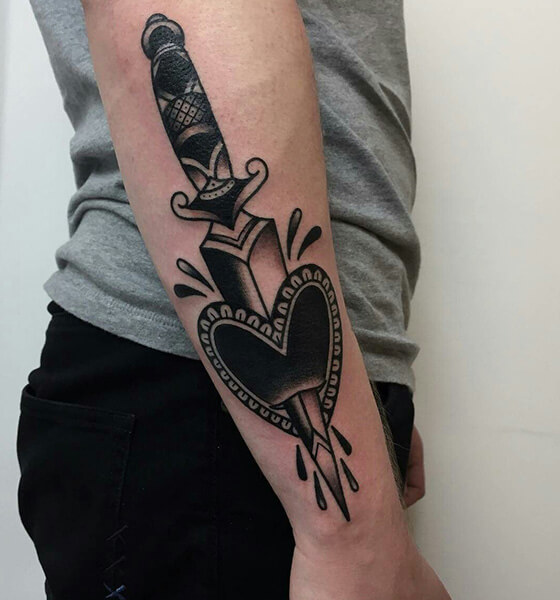 Sword with Heart Tattoo Ideas for Men and Women