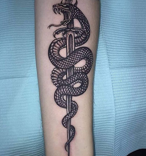 Sword Tattoos with snakes