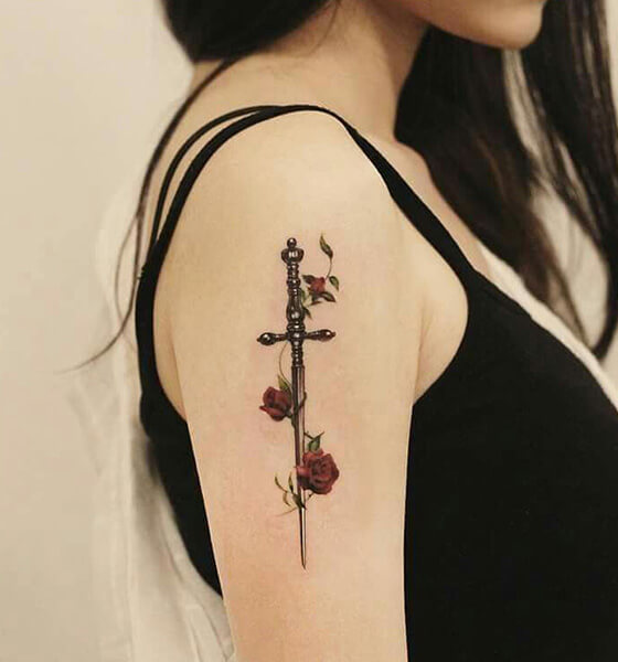 Sword tattoo with Rose 