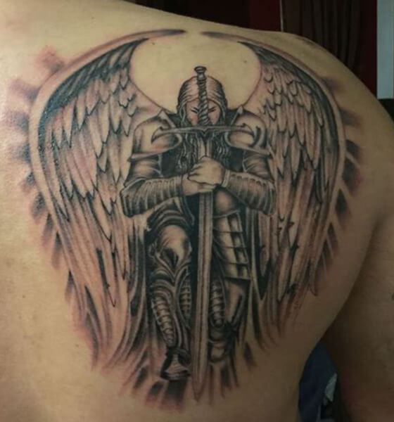 Sword with Angel Warrior Tattoo Ideas