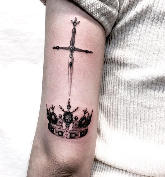 Sword with Crown Tattoo