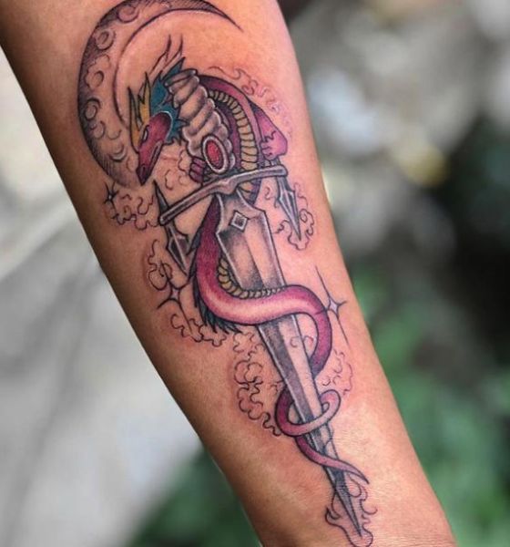 Sword with Dragon Tattoo Design