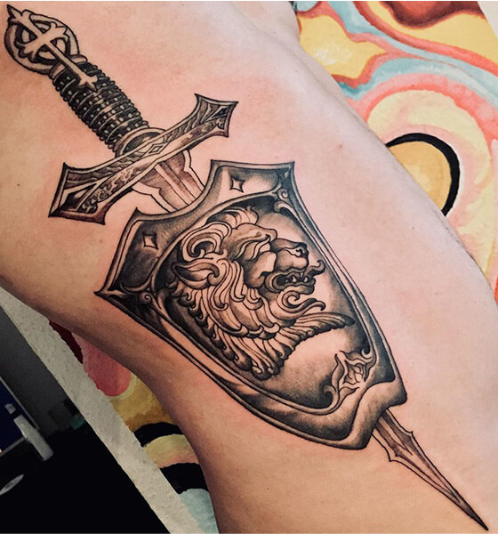 Sword with Shield Tattoo