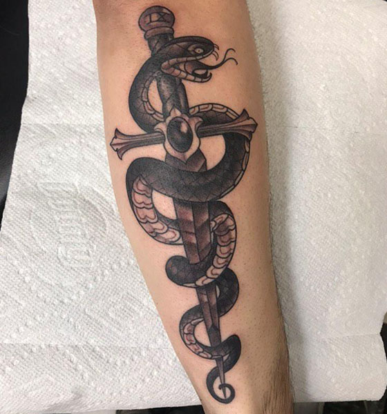 Sword with Snake Tattoo Design