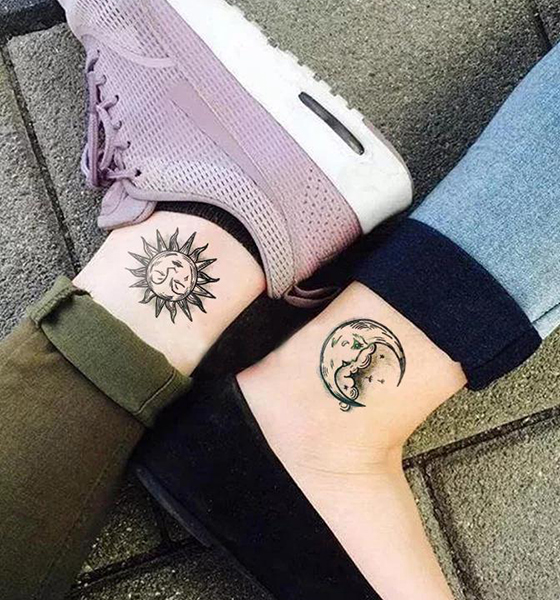 The Sun and Moon Friendship Tattoo