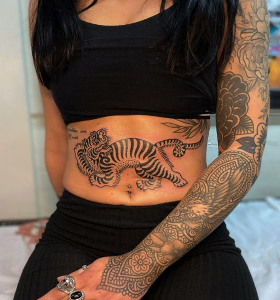 Tiger Tattoo Design on Stomach